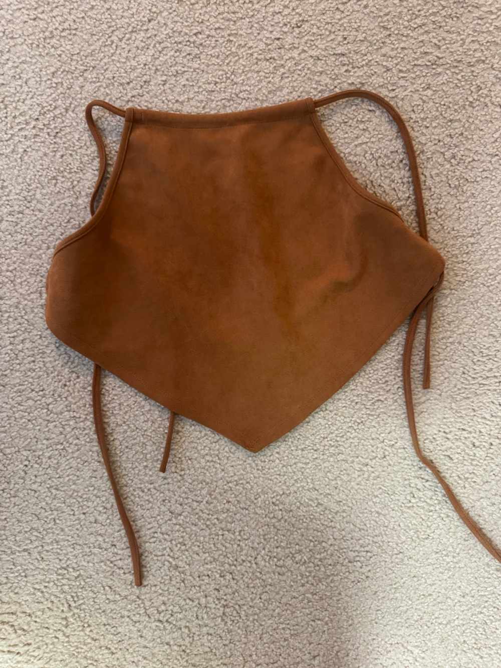 Rust Brown Suede Bandana Halter Top